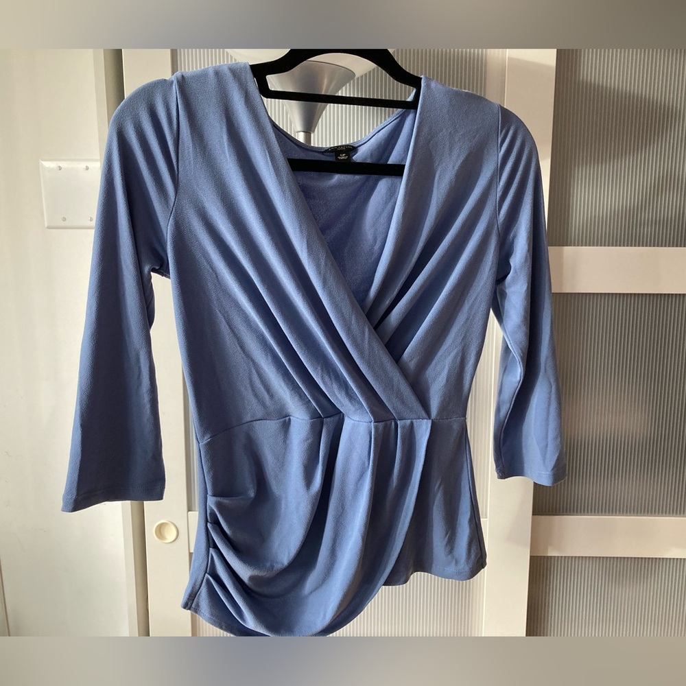 Ann Taylor Light Blue Wrap Blouse